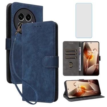 Imagem de IUQXU Capa carteira para celular OnePlus 13 5G com protetor de tela [bloqueio RFID] couro flip suporte para cartão alça suporte feminino masculino capa para celular para One Plus 13 Plus One 13 1 Plus