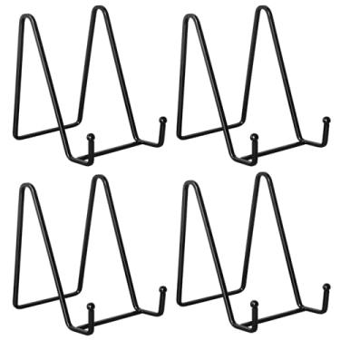 Imagem de Kruodop Pacote Com 4 Cavaletes De Estrutura Quadrada De Metal De 4" - Expositor De Mesa Multiuso Para Pratos, Fotos, Arte, Livros, Placas, Mini Cavaletes Duráveis Para Decoração De Casa, Escritório,