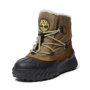 Imagem de Timberland Bota de neve feminina Moriah Range Mid Warm Forrada Impermeável, Tecido verde-oliva, 7.5