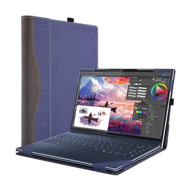 Imagem de Forubar Capa para laptop Lenovo Yoga Slim 9i Gen 10 35.6 cm compatível com Yoga 9 2-em-1 14ILL10 [Do Check Model] Bolsa de computador PU acessórios orifício de dissipação de calor (azul)