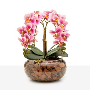 Imagem de Arranjo 4 Hastes Orquídea Flor Artificial Realista Decoração Centro de