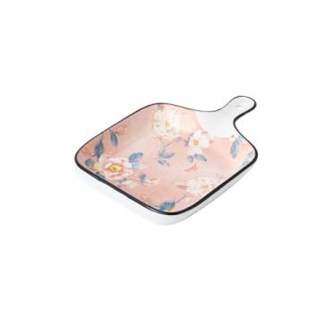 Imagem de Prato de refeição doméstico de cerâmica de camélia estilo chinês, prato de sopa, tigela de sopa, tigela de arroz, conjunto de utensílios de mesa - assadeira de alça única