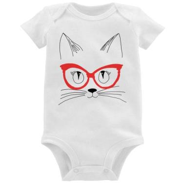 Imagem de Body Bebê Gato De Óculos - Foca na Moda, Branco, M