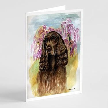 Imagem de Caroline's Treasures 7033GCA7P Cartões de felicitações Spaniel de campo e envelopes, pacote com 8, 7 x 5, multicolorido