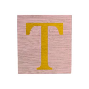 Imagem de Cubo Rosa Bebê Letra Amarela Festa Chá de Bebê Decoração 8x8x8 Cm Mdf 