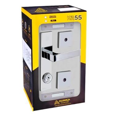 Imagem de fechadura tetra quadratta reta 3x1 espelho 55mm cromado alianca