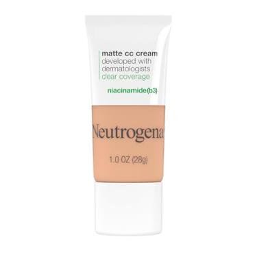 Imagem de Neutrogena Clear Coverage Creme CC fosco impecável, cobertura total, creme de correção de cor, maquiagem facial com niacinamida (b3), hipoalergênico, sem óleo e sem fragrância, areia, 30 ml