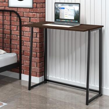 Imagem de Escrivaninha Mesa Escritório Estudo Dobrável Aparador Industrial Tampo MDF Estrutura em Aço Compacta Otimiza Espaço