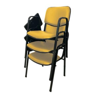 Imagem de 03 Cadeiras Escolar Universitária Linha Hotel Auditório Amarelo