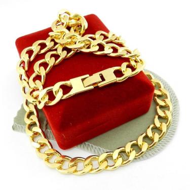 Imagem de Corrente Masculina 70Cm 1Cm Largura Folheada Ouro Cr242