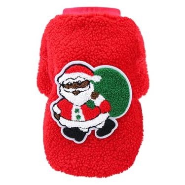 Imagem de Izefia Suéter de cachorro fantasia de cachorro roupas de Natal presente lã cachorro suéter de lã inverno pijama quente Natal pai rena árvore cachorro suéter para cachorro pequeno cão médio gato Noel