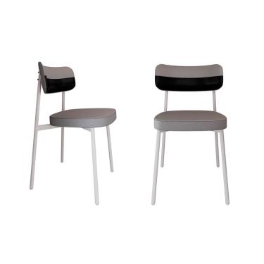 Imagem de Conjunto com 2 Cadeiras Alloa Polipropileno Cinza Claro e Preto