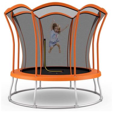 Imagem de Trampolim externo Goplus 8FT 10FT, trampolim aprovado pela ASTM com formato de flor exclusivo, rede de gabinete, almofada de segurança,