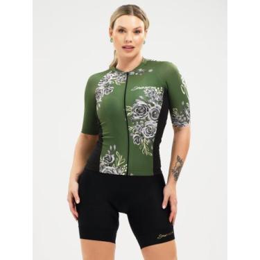 Imagem de Camisa Para Ciclismo Feminina Flowers Verde Savancini (3306), GG