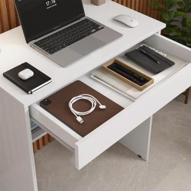 Imagem de Mesa P/ Computador Home Office Vitória 1 Gaveta - Branco - MJR MOVEIS