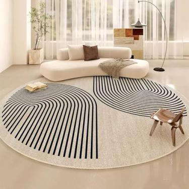 Imagem de Crystal Pile Simple Line Round Bedroom Sofá Carpete Cabeceira Janela Tapete de Chão, 08,100x100cm