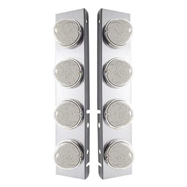 Imagem de United Pacific 39795 PB SS Suporte de limpador de ar frontal com 8 x 17 lâmpadas LED âmbar de melancia alta/baixa e biséis SS - lente transparente