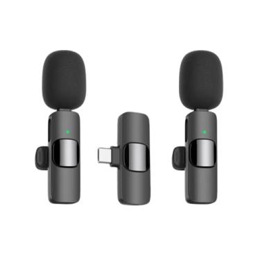 Imagem de Microfone de Lapela sem fio para telefone (Type C) Microfone Duplo sem fio para gravação de vídeo Transmissão ao vivo, vlog, YouTube, TikTok, Facebook, zoom Redução de ruído Plug-Play. Andróide