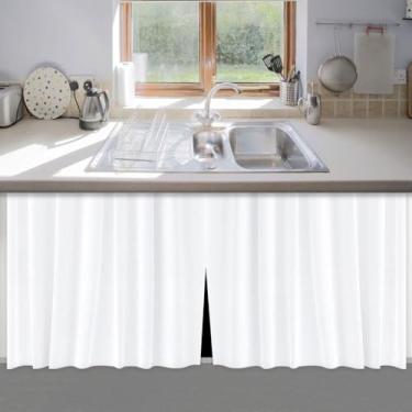 Imagem de Cortina de Pia Cozinha Diversas Cores 100% PVC Antimofo 138x80 - (Branca)