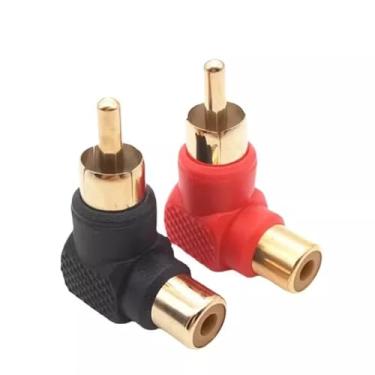 Imagem de YXX7XY 5/20/100 peças RCA 90 graus conector macho para fêmea conector macho para fêmea adaptadores de plugue preto vermelho M/F adaptador de áudio de cotovelo de 90 graus (preto, 100 peças)