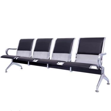 Imagem de Cadeira Longarina Cromada com Estofado 4 lugares - Atacadeiras