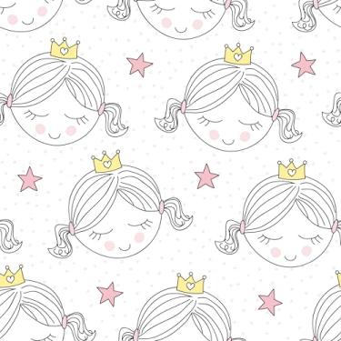 Imagem de Papel De Parede Adesivo Menina Princesa Estrelas Quarto Fofo 5m