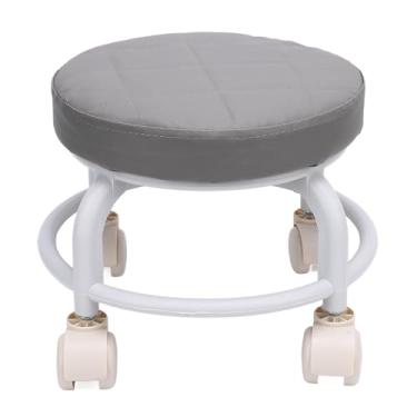 Imagem de Rolando Banquinho Giratório do Banco de Ponta de Rolamento Banco Baixo Com Rodas de 360 ​​graus e Almofada de Couro PU para Salão de Garagem para Escritórios Em Casa