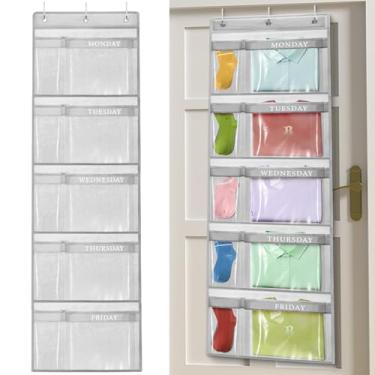 Imagem de hatisan Organizador semanal de roupas infantis, organizador de roupas infantis para o dia da semana com etiquetas de segunda a sexta-feira, prateleiras de armário suspensas para casa, dormitório