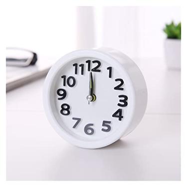 Imagem de Despertador quarto quadrado redondo pequeno despertador soneca silencioso varrer despertar relógio de mesa alimentado por bateria compacto portátil despertador de viagem relógio de mesa relógio de