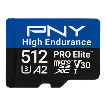 Imagem de PNY Cartão de memória flash microSDXC PRO Elite™ de alta resistência C10 U3 V30 A2 microSDXC de 512 GB – até 100/90 MB/s de leitura/gravação, 4K UHD, Full HD, UHS-I, vigilância, segurança doméstica