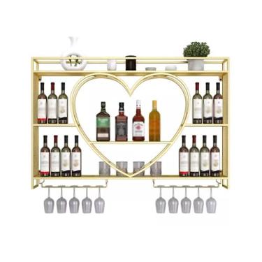 Imagem de Suporte para Vinhos Rack de vinho montado na parede, rack de vinho, refrigerador de vinho, rack de exibição de ferro para casa, prateleira de vinho branco Porta-Garrafas(Gold,Médio)