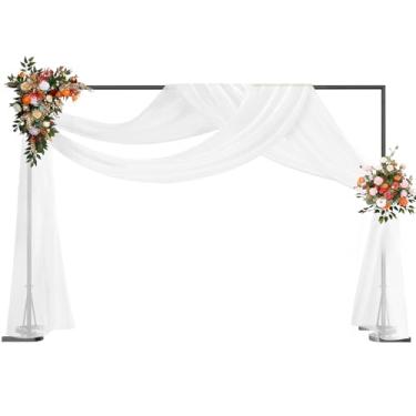 Imagem de HAITRAL Suporte de banner de fundo preto 35 x 18 m, moldura de metal quadrada de balão de arco de casamento, kit de suporte de fundo resistente, suporte de pano de fundo ajustável para fotos para