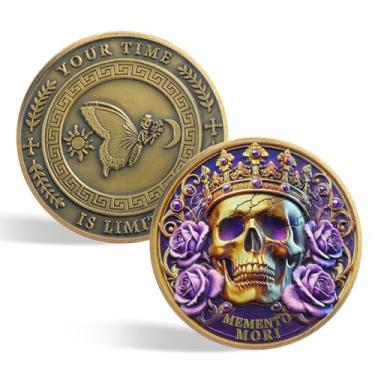 Imagem de CHURYUML Moeda Memento Mori - Your Time is Limited Death Challenge, token de bolso de lembrete estóico inspirador para meditações estóicas diárias presentes legais estoicismo presentes motivacionais