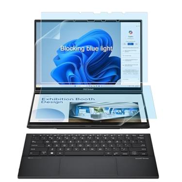 Imagem de Pacote com 4 protetores de tela com bloqueio de luz azul para laptop ASUS Zenbook Duo 2 em 1 2025-2024 Dual 35.6 cm OLED (UX8406) Touch Display - Escudo antirreflexo de luz azul (2 conjuntos - telas