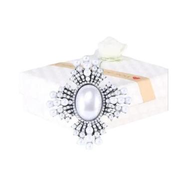 Imagem de Broche de Strass e Pérolas Barrocas Luxuoso para Vestido de Festa e Ca
