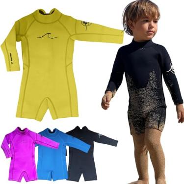 Imagem de Selective HA Roupa de mergulho para bebês, bebês, crianças, ultrasoft de neoprene de 1,5 mm e 2,5 mm, manga comprida, roupa de mergulho curta, Yamamoto e versões tradicionais de neoprene (amarelo