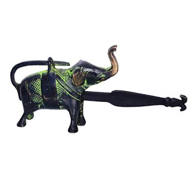 Imagem de Purpledip Trava de acabamento antigo de latão (cadeado) e chave de pressão: design exclusivo de elefante (10369)