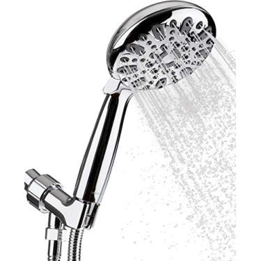 Imagem de Spray portátil de alta pressão para cabeça de chuveiro | Mangueira de aço inoxidável de 1,8 m, com 6 configurações | Montagem fácil ajustável/destacável e fita de teflon incluídas