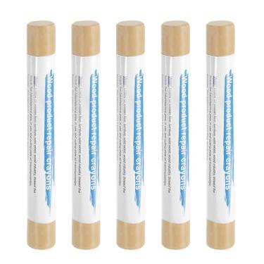 Imagem de HARFINGTON 5 peças de bastões de enchimento de madeira, cera de madeira, retoque de móveis, gizes de cera de reparo para madeira, bordo