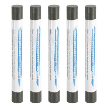 Imagem de HARFINGTON 5 peças de bastões de enchimento de madeira, cera de madeira, retoque de móveis, gizes de cera de reparo para madeira, cinza ferro