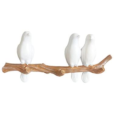 Imagem de HaakLux Bird Hat Hook,Wall Hanger Decor Hooks,Mounted Resin Cast Ceramic,Tree Branch with Unique Hanging White Dove for Coat Towel Key Clothes in Bathroom Kitchen Bedroom Living Room(3 Birds)
