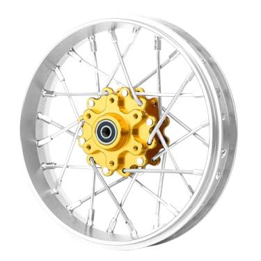 Imagem de BeaxTurbo Racing Upgrade Parts CNC Aluminum Front Spoke Wheel for Losi Promoto MX 1/4 Silver Ring LOS46002 (Silver-Gold)