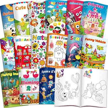 Imagem de Kalysky Pacote com 15 livros de colorir a granel (15 x 21,6 cm) para crianças de 2 a 4 a 8 anos, lembrancinhas de festa infantil, prêmios de carnaval, material de atividades para sala de aula, livros