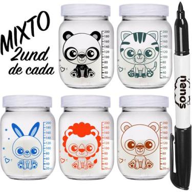Imagem de 10 Potes Vidro Armazenar Leite Materno, Papinha (267.KAWAII) - NENOS
