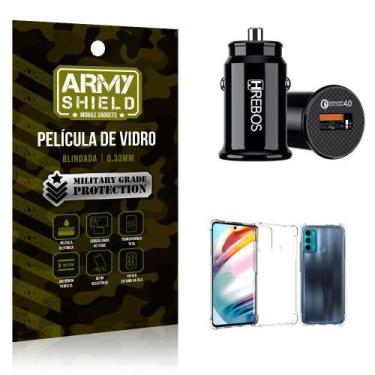 Imagem de Kit Carregador Veicular Turbo 18w com Capinha Moto G60 e Película 3D -