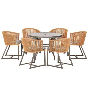 Imagem de Mesa com 6 Cadeiras de Jantar Roma 120cm e Noronha em Alumínio