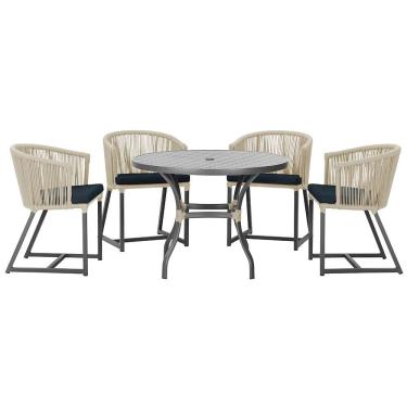 Imagem de Mesa com 4 Cadeiras de Jantar Roma 100cm e Noronha em Aluminío