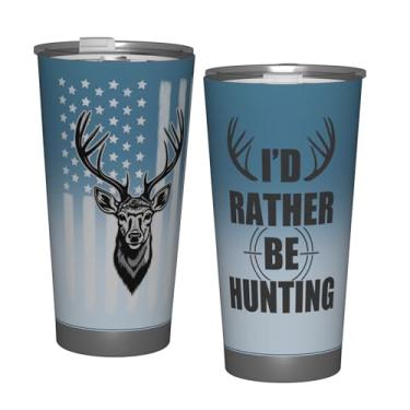 Imagem de Fiephvsa Copo engraçado de chifre de veado 590 ml com tampa, caneca de viagem com isolamento de aço inoxidável para aniversário, dia das mães, Halloween, Natal