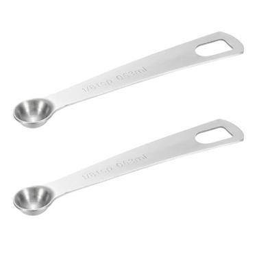 Imagem de PATIKIL 2 colheres de sopa de 0,63 ml, colher medidora, 1/8 colher de sopa, colher de medição individual de aço inoxidável, apenas para café moído e chá em pó solto