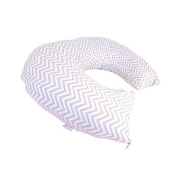 Imagem de ALMOFADA AMAMENTAÇÃO CHEVRON CINZA COM ROSA - BEM FIRME! BEBÊ QUERIDO